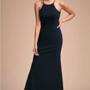 BHLDN Anthropologie Foundry Dress Navy Lace High Neck